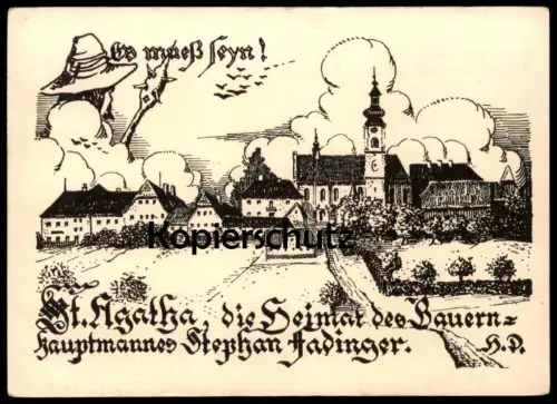 ALTE KÜNSTLER POSTKARTE PEUERBACH ST. AGATHA BAUERNHAUPTMANN STEPHAN FADINGER HANS DOBLMAYER Österreich Austria postcard