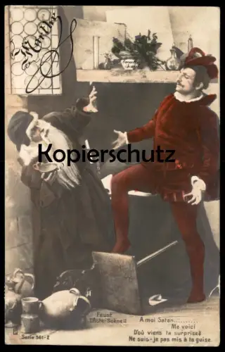 ALTE POSTKARTE FAUST A MOI SATAN TEUFEL devil diable Krampus demon Dämon postcard Ansichtskarte