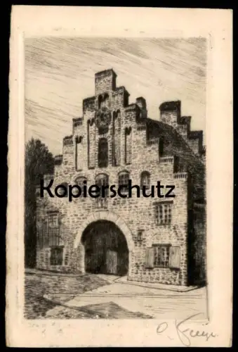 ALTE POSTKARTE FLENSBURG NORDERTOR ORIGINAL RADIERUNG HANDABZUG SIGNIERT CARL FLEEGE Ansichtskarte AK cpa postcard