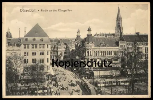 ALTE POSTKARTE DÜSSELDORF PARTIE AN DER KÖNIGSALLEE Strassenbahn Geschäfte Tram tramway AK Ansichtskarte cpa postcard