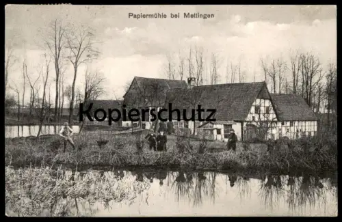 ALTE POSTKARTE METTINGEN WESTFALEN PAPIERMÜHLE MÜHLE HOF Teich Fachwerkhaus Ansichtskarte AK cpa postcard