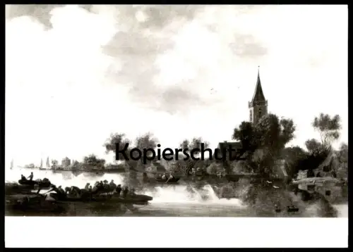 ÄLTERE POSTKARTE FLUSSLANDSCHAFT UND FÄHRE JAN VAN GOYEN 1596 - 1656 MUSEUM WASSERBURG ANHOLT ISSELBURG AK cpa postcard