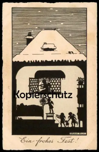 ALTE KÜNSTLER POSTKARTE EIN FROHES FEST ENGEL KIND ELSBETH FORCK angel ange Scherenschnitt Ansichtskarte AK cpa postcard