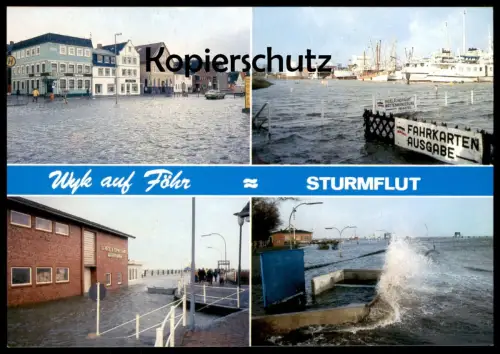 ÄLTERE POSTKARTE INSEL FÖHR WYK STURMFLUT AM 24.11.1981 ORKANBÖEN 12 BEAUFORT postcard