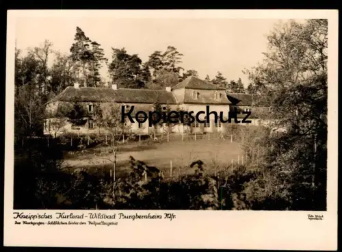 ALTE POSTKARTE WILDBAD BURGBERNHEIM MITTELFRANKEN KNEIPP'SCHES KURLAND MARKGRAFEN SCHLOSS HINTER QUELLGEBIET AK cpa