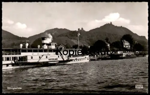 ÄLTERE POSTKARTE KÖNIGSWINTER AM RHEIN MIT DRACHENFELS SCHIFF VATERLAND Dampfer Steam Ship Steamer Rhein Rhine Rhin Rijn