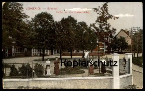 ALTE POSTKARTE LENGERICH IN WESTFALEN BAHNHOF PARTIE AN DER KAISEREICHE Kaiser-Eiche Ansichtskarte AK postcard cpa