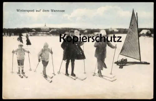 ALTE POSTKARTE BERLIN WINTERSPORT AUF DEM WANNSEE LANGLAUF SKILAUFEN faire du ski cross-country skiing AK cpa postcard
