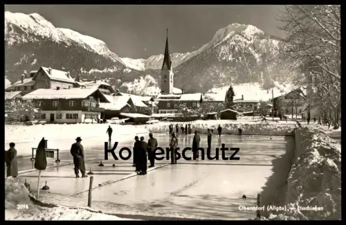 ALTE POSTKARTE EISSCHIESSEN OBERSTDORF Eisstockschiessen Stockschiessen curling ice Ansichtskarte AK cpa postcard