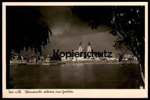 ALTE POSTKARTE REES AM RHEIN RHEINANSICHT WÄHREND EINES GEWITTERS Gewitter thunderstorm orage Ansichtskarte cpa postcard