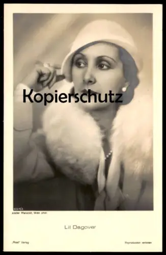 ALTE POSTKARTE LIL DAGOVER MIT PELZ UND HUT FILM-SCHAUSPIELERIN ROSS VERLAG ATELIER MANASSÉ WIEN Kino AK postcard cpa