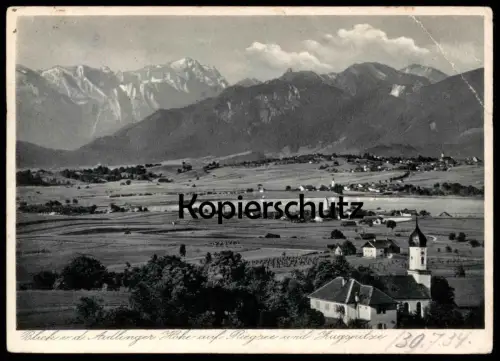ALTE POSTKARTE BLICK VON DER AIDLINGER HÖHE AUF RIEGSEE & ZUGSPITZE GARMISCH-PARTENKIRCHEN