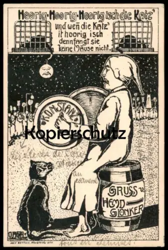 ALTE POSTKARTE GRUSS VOM HEMDGLONKER KONSTANZ HEMDGLUNKER HOORIG HOORIG ISCH DIE KATZ FASNACHT KARNEVAL Katze cat chat