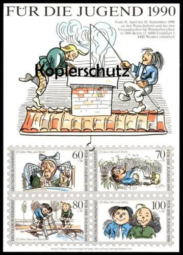 ÄLTERE POSTKARTE MAX UND MORITZ WILHELM BUSCH WITWE BOLTE BRIEFMARKE FÜR DIE JUGEND 1990 Ansichtskarte AK cpa postcard