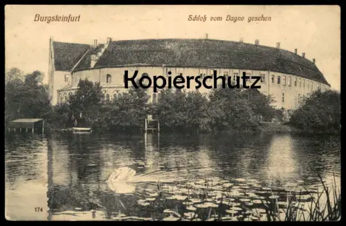 ALTE POSTKARTE BURGSTEINFURT SCHLOSS VOM BAGNO GESEHEN SCHWAN SEEROSEN castle chateau Steinfurt Ansichtskarte postcard