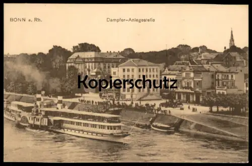 ALTE POSTKARTE BONN DAMPFERANLEGESTELLE DAMPFER steam ship bateau Ansichtskarte AK cpa postcard