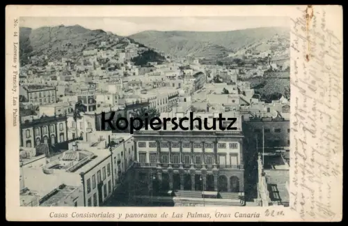 ALTE POSTKARTE LAS PALMAS GRAN CANARIA CASAS CONSISTORIALES Y PANORAMA Islas Canarias AK cpa postcard Ansichtskarte