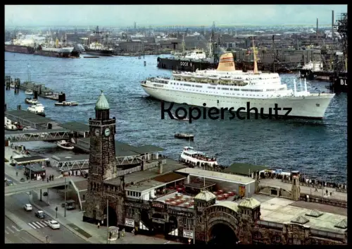 ÄLTERE POSTKARTE HAMBURG SCHIFF AN DEN ST. PAULI LANDUNGSBRÜCKEN Ship Bateau Elbe cpa postcard Ansichtskarte AK