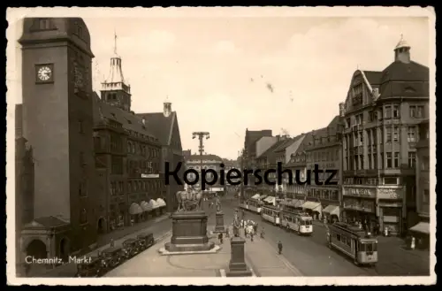 ALTE POSTKARTE CHEMNITZ MARKT FILM-ECK Kino Strassenbahnen Strassenbahn tram tramway Ansichtskarte cpa postcard AK