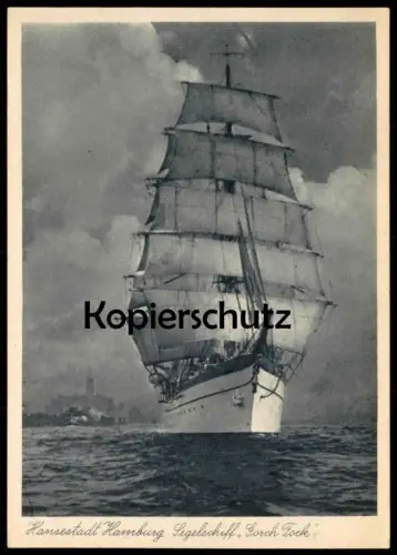ALTE POSTKARTE HANSESTADT HAMBURG SEGELSCHIFF GORCH FOCK Marine Schiff sailing ship Michel Ansichtskarte AK postcard cpa