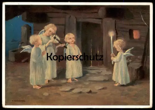 ALTE POSTKARTE ENGELSSTÄNDCHEN GEIGE VIOLINE VIOLIN ENGEL 1938 angel ange girl child enfant Kinder postcard cpa