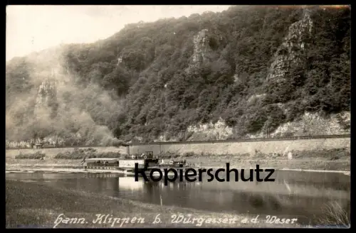 ALTE POSTKARTE HANNOVERSCHE KLIPPEN BEI WÜRGASSEN AN DER WESER BEVERUNGEN DAMPFER SCHIFF Ansichtskarte AK cpa postcard