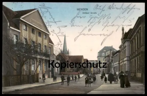 ALTE POSTKARTE MENDEN UNNAER STRASSE DAMEN KINDER Sauerland Ansichtskarte AK cpa postcard