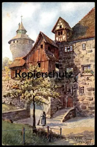 ALTE KÜNSTLER POSTKARTE NÜRNBERG BURGEINGANG MALER PAUL SOLLMANN COBURG MÜNCHEN Ansichtskarte AK cpa postcard