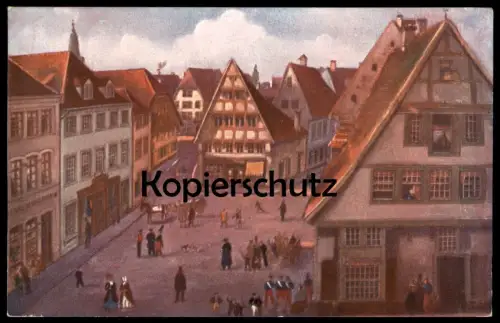 ALTE KÜNSTLER POSTKARTE OSNABRÜCK DER NICOLAIORT UM DIE MITTE DES 19. JAHRHUNDERTS Ansichtskarte AK cpa postcard