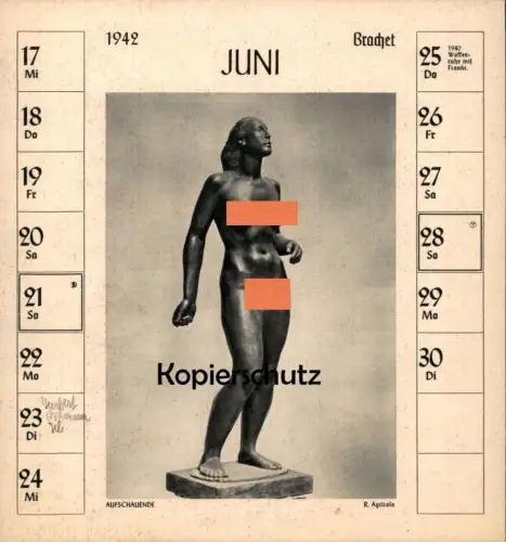 ALTE POSTKARTE RUDOLF AGRICOLA AUFSCHAUENDE 1942 DEUTSCHE PLASTIK Frauenakt Bildhauer sculpteur nude woman postcard cpa