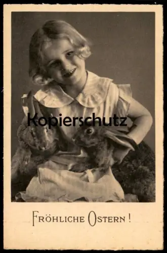ALTE POSTKARTE FRÖHLICHE OSTERN MÄDCHEN MIT KANINCHEN KIND easter rabbit lapin enfant child girl AK cpa postcard