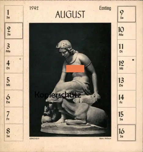 ALTE POSTKARTE HERMANN HOSAEUS GENOVEVA DEUTSCHE PLASTIK 1942 Bildhauer sculpteur sculptor nude Ansichtskarte