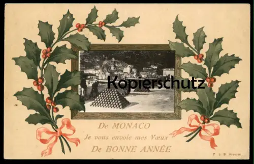 ALTE POSTKARTE DE MONACO JE VOUS ENVOIE MES VOEX DE BONNE ANNÉE KANONEN MONTE CARLO canons cpa postard Ansichtskarte AK
