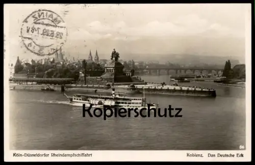 ALTE POSTKARTE KÖLN DÜSSELDORFER RHEINDAMPFSCHIFFAHRT KOBLENZ DEUTSCHES ECK RHEIN Schiff Ansichtskarte AK cpa postcard