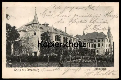 ALTE POSTKARTE GRUSS AUS OSNABRÜCK VEREINSHAUS 1905 Ansichtskarte AK cpa postcard