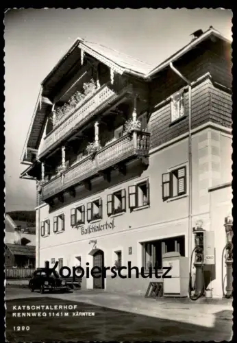 ALTE POSTKARTE KATSCHTALER HOF SHELL TANKSTELLE VW KÄFER RENNWEG ÖSTERREICH Volkswagen petrol station cpa postcard