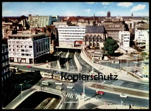 ÄLTERE POSTKARTE KÖLN NEUE NORD-SÜD-STRASSE ECKE CÄCILIENSTRASSE Nord-Süd-Fahrt KVB Strassenbahn VW Käfer Cabrio AK cpa