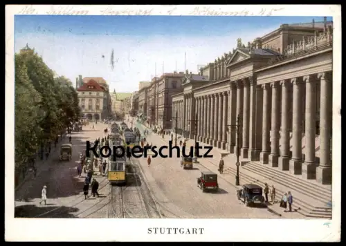 ALTE POSTKARTE STUTTGART KÖNIGSBAU STRASSENBAHN AUTOS Auto car Verkehr tramway Ansichtskarte AK cpa postcard