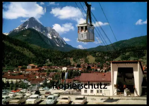 ÄLTERE POSTKARTE MITTENWALD TALSTATION DER KARWENDELBAHN VW KÄFER KARMANN GHIA MERCEDES Ansichtskarte postcard cpa AK