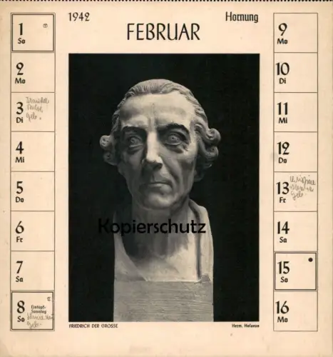 ALTE POSTKARTE HERMANN HOSAEUS 1942 BÜSTE FRIEDRICH DER GROSSE DEUTSCHE PLASTIK Bildhauer sculpteur sculptor postcard AK
