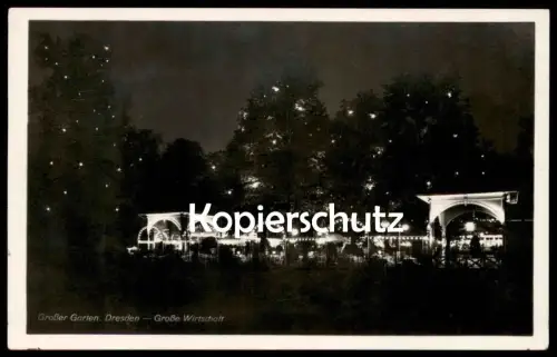 ALTE POSTKARTE DRESDEN GROSSER GARTEN GROSSE WIRTSCHAFT BEI NACHT at night nuit Ansichtskarte postcard cpa AK