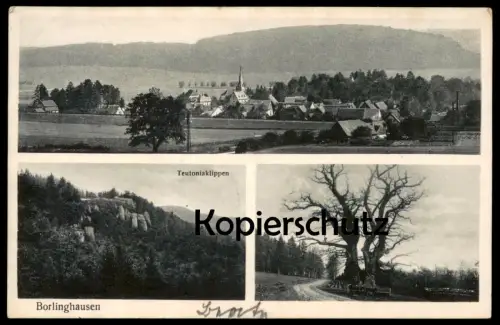 ALTE POSTKARTE BORLINGHAUSEN TEUTONIAKLIPPEN EICHE PANORAMA WILLEBADESSEN IN WESTFALEN oak tree Ansichtskarte postcard