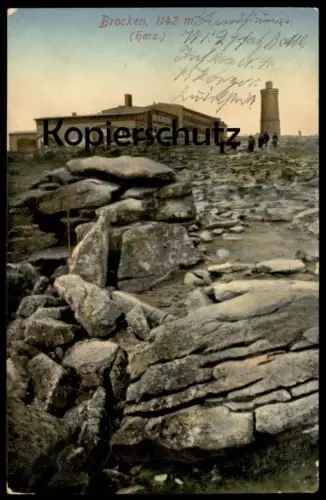 ALTE POSTKARTE BROCKEN HARZ GIPFEL BROCKENHAUS 1142 METER FELDPOST RUDOLSTADT 1915 Ansichtskarte postcard cpa AK