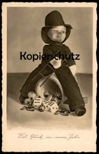 ALTE POSTKARTE SCHORNSTEINFEGER CHIMNEY SWEEPER VIEL GLÜCK IM NEUEN JAHR WÜRFEL
