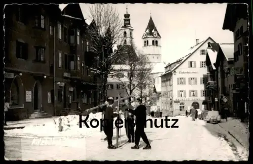 ÄLTERE POSTKARTE KITZBÜHEL 1957 SKIURLAUB SKI SCHNEE WINTER TIEFENBRUNNER GOLDENE GANS AUTOS Ansichtskarte cpa postcard