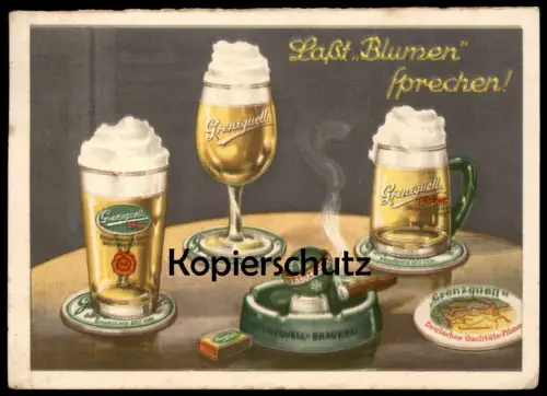 ALTE POSTKARTE WERNESGRÜNER PILS BIER H. GÜNNEL WERNESGRÜN STEINBERG ASCHENBECHER ALKOHOL beer alcohol bière alcool AK