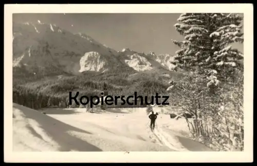 ALTE POSTKARTE SCHLOSS ELMAU PANORAMA WINTER SKI-LANGLAUF KRÜN BAYERN SCHNEE AK cpa