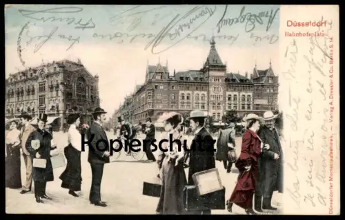 ALTE POSTKARTE DÜSSELDORF BAHNHOFSPLATZ FOTOMONTAGE montag photo cpa postcard AK
