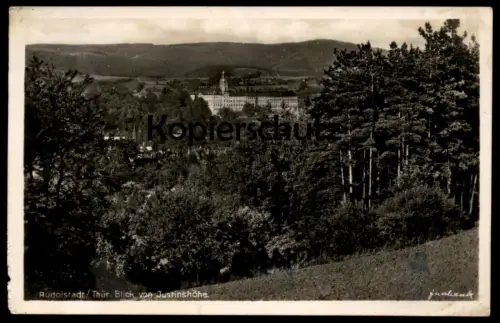 ALTE POSTKARTE RUDOLSTADT 1943 THÜRINGEN BLICK VON JUSTINSHÖHE Ansichtskarte AK cpa postcard