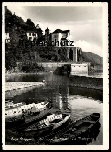 ÄLTERE POSTKARTE LAGO MAGGIORE MACCAGNO INFERIORE LA MADONNINA Boote Ruderboote Boot postcard cpa Ansichtskarte AK